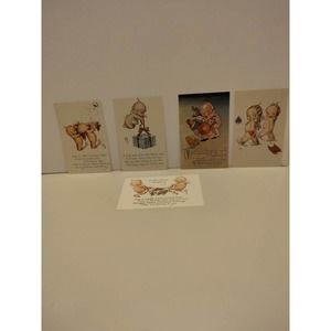 Signed Kewpies Rose O'Neill lithograph Christmas Postcards Unused Vintage 1970's